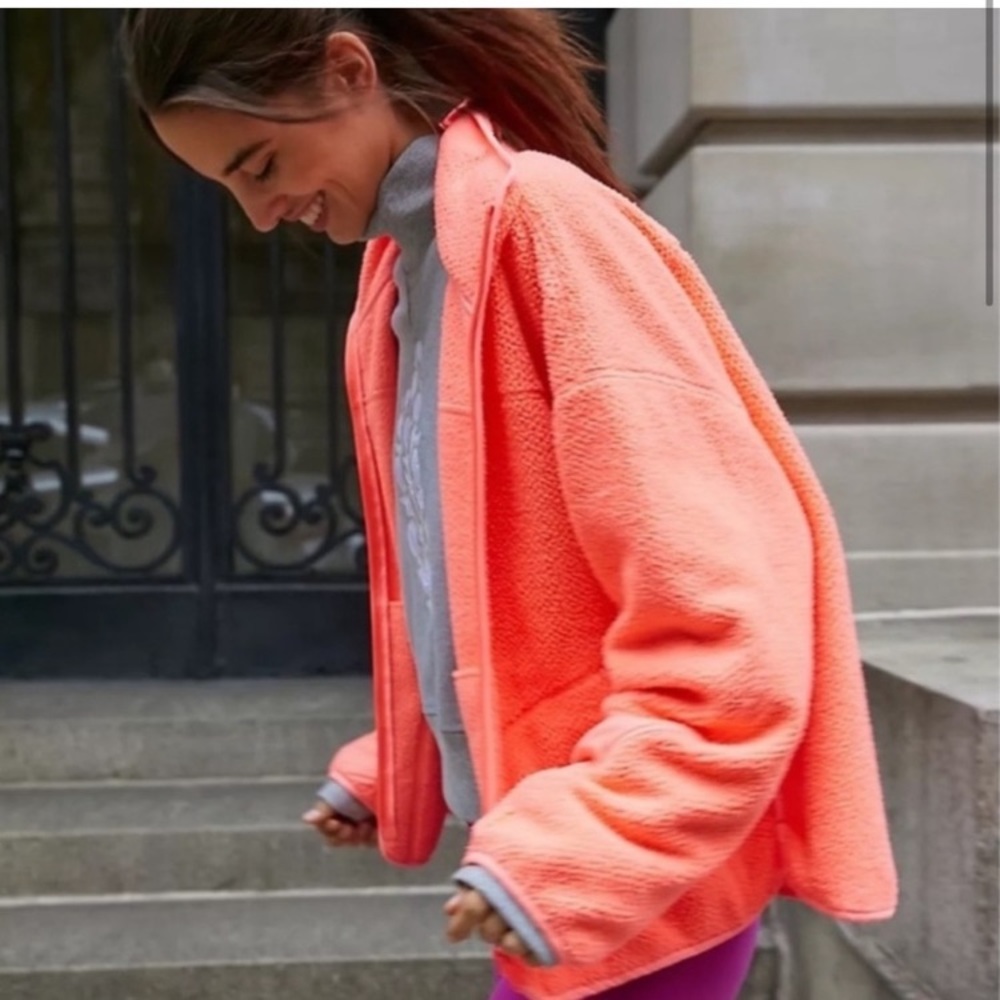 Free people jacket NWOT Neon Coral XS